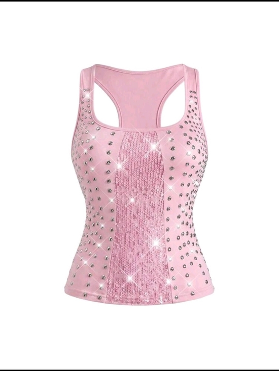 SHEIN Tops - ROMWE Grunge Punk Sequin Patchwork  Decor Tank Top